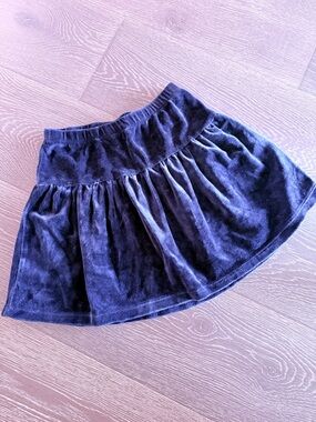 H&M Girl’s Navy Blue Velvet Velour Gathered Mini Skirt